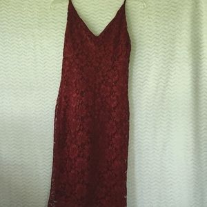 Enforces studio maroon colored lace dress